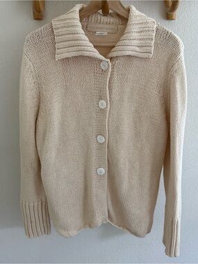 Fenn Wright Manson clean girl minimalist cozy chic Cream Collared Knit Cardigan